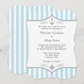 Powder Blue Grey Nautical Wedding Invitation Kaart (Voorkant / Achterkant)