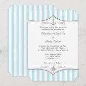 Powder Blue Grey Nautical Wedding Invitation Kaart (Voorkant / Achterkant)