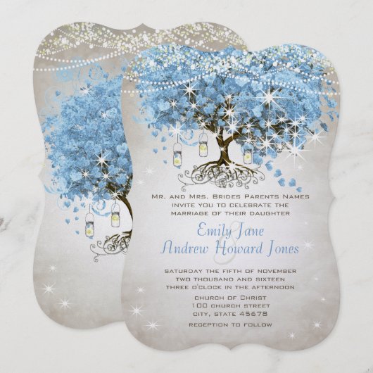 Powder Blue Heart Leaf Tree Kaart (Voorkant / Achterkant)