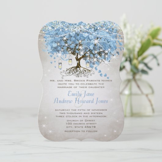 Powder Blue Heart Leaf Tree Kaart (Staand voorkant)