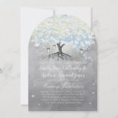 Powder Blue Heart Leaf Tree Woodsy Boho Wedding Kaart (Voorkant)