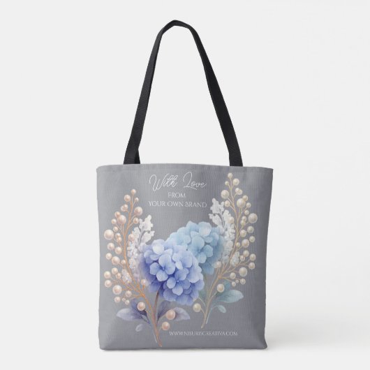 Powder Blue Hydrangea Waterverf Klantloyaliteit Tote Bag (Achterkant)
