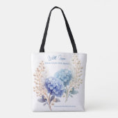 Powder Blue Hydrangea Waterverf Klantloyaliteit Tote Bag (Achterkant)