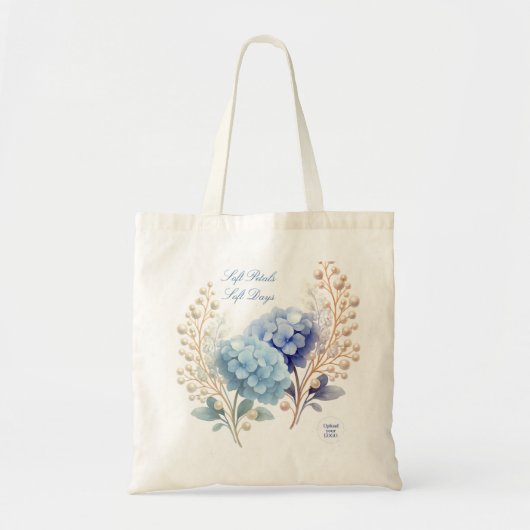 Powder Blue Hydrangea Waterverf Klantloyaliteit Tote Bag (Voorkant)