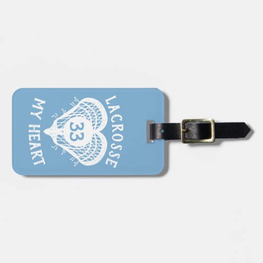 Powder Blue Lacrosse My Heart Bagagelabel (Voorkant horizontaal)
