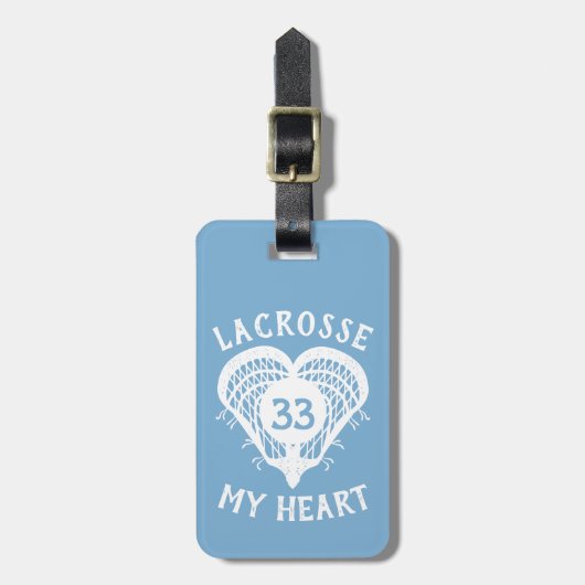 Powder Blue Lacrosse My Heart Bagagelabel (Voorkant verticaal)