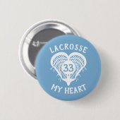 Powder Blue Lacrosse My Heart Button (Voorkant /achterkant)