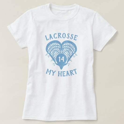 Powder Blue Lacrosse My Heart T-Shirt (Design voorkant)