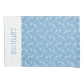 Powder Blue Lacrosse White Sticks Patterated Kussensloop (Voorkant)