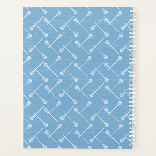 Powder Blue Lacrosse White Sticks Patterated Planner (Achterkant)