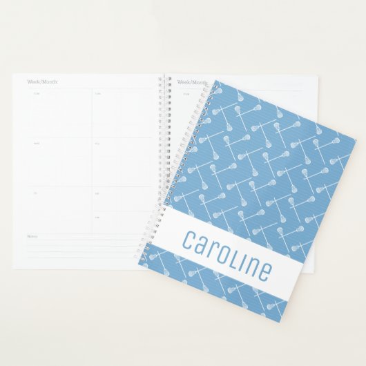 Powder Blue Lacrosse White Sticks Patterated Planner (Display)