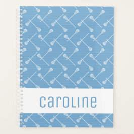 Powder Blue Lacrosse White Sticks Patterated Planner