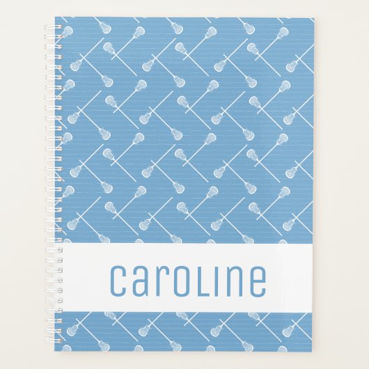 Powder Blue Lacrosse White Sticks Patterated Planner (Voorkant)