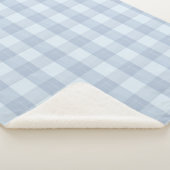 Powder Blue Large Gingham Plaid Sherpa Blanket Deken (3/4)