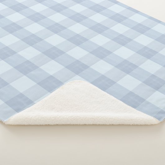 Powder Blue Large Gingham Plaid Sherpa Blanket Sherpa Deken (3/4)