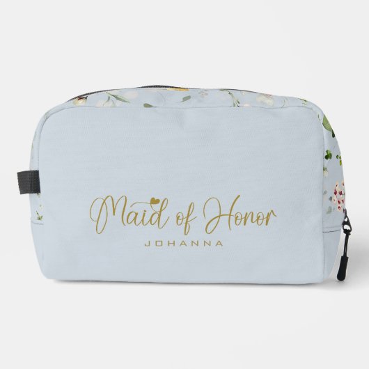Powder Blue Maid of Honor Script Naam Accessoire Toilettasje (Voorkant)