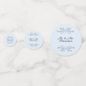 Powder Blue met bride- en bruinnamen bruiloft Confetti (Voorkanten)