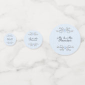 Powder Blue met bride- en bruinnamen bruiloft Confetti (Achterkanten)