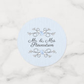 Powder Blue met bride- en bruinnamen bruiloft Confetti (Kleine voorkant)