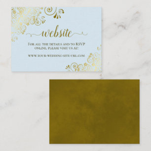 Powder Blue met Gold Floral Weddenschap Website Informatiekaartje