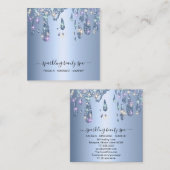*~* Powder Blue Metal Drip Driving GLITTER AP7 Vierkante Visitekaartje (Voorkant / Achterkant)