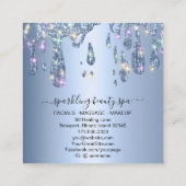 *~* Powder Blue Metal Drip Driving GLITTER AP7 Vierkante Visitekaartje (Achterkant)