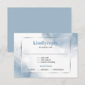 Powder Blue-minimalistische Silver RSVP-kaart RSVP Kaartje (Voorkant / Achterkant)