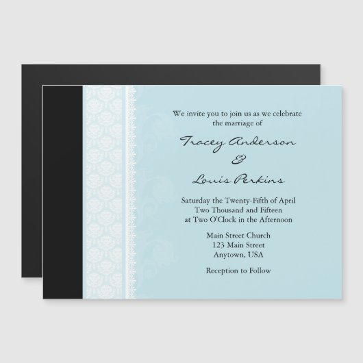 Powder Blue Modern Magnetic Wedding Invitation Magnetische Uitnodiging (Voorkant / Achterkant)