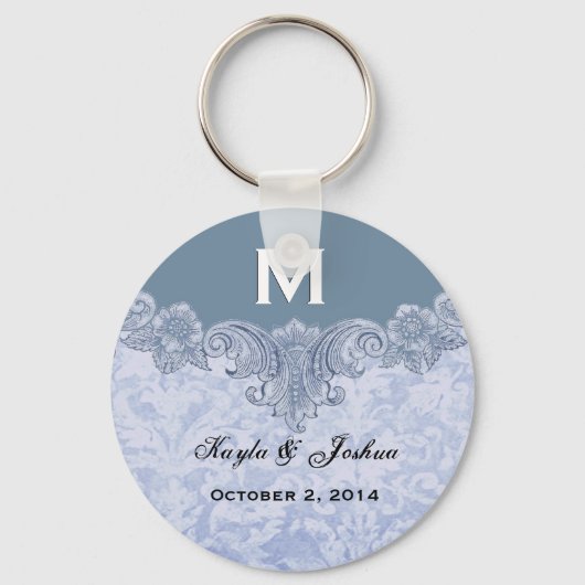 Powder Blue Monogram bruiloft V20 Sleutelhanger (Voorkant)