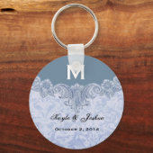 Powder Blue Monogram bruiloft V20 Sleutelhanger (Voorkant)