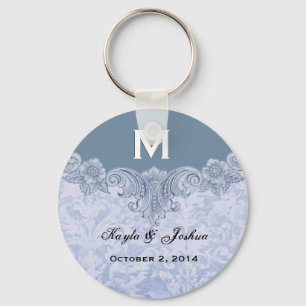 Powder Blue Monogram Wedding Favor V20 Sleutelhanger