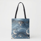 Powder Blue Moon Soft Celestial Aesthetic Tote Bag (Voorkant)