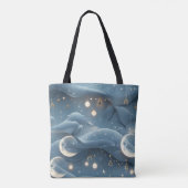 Powder Blue Moon Soft Celestial Aesthetic Tote Bag (Achterkant)