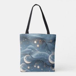 Powder Blue Moon Soft Celestial Aesthetic Tote Bag