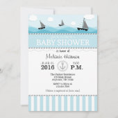 Powder Blue Nautical Baby shower Invitation Kaart (Voorkant)