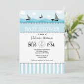 Powder Blue Nautical Baby shower Invitation Kaart (Staand voorkant)