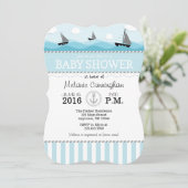 Powder Blue Nautical Baby shower Invitation Kaart (Staand voorkant)