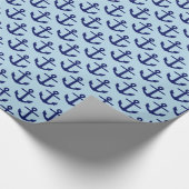 Powder Blue, Navy Blue Anchors Pattern Cadeaupapier (Hoek)
