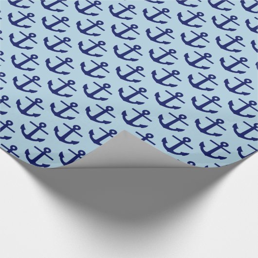 Powder Blue, Navy Blue Anchors Pattern Cadeaupapier (Hoek)