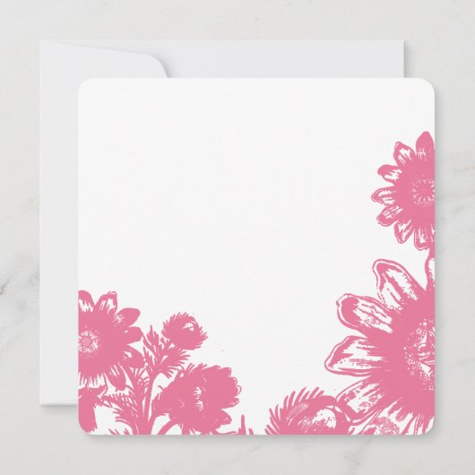 Powder Blue & Pink  Floral Wedding Invite Kaart (Achterkant)