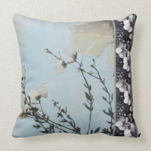 Powder Blue Poppy Black Orchid Stripe Sierkussen