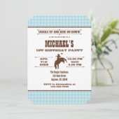 Powder Blue Pset Cowboy Rodeo Birthday Kaart (Staand voorkant)