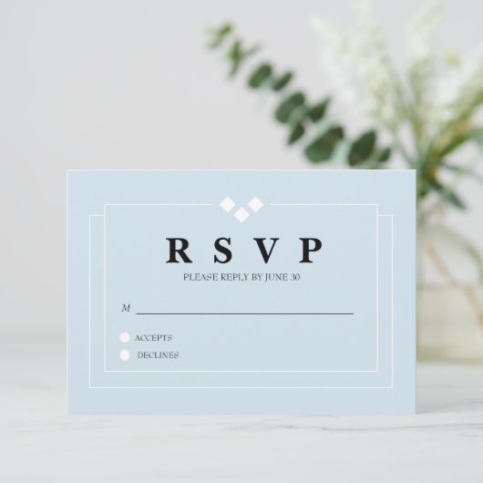 Powder Blue-reactiekaart RSVP Kaartje (Staand voorkant)