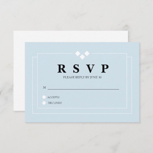 Powder Blue-reactiekaart RSVP Kaartje (Voorkant / Achterkant)