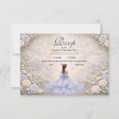 Powder Blue Rose Garden Quinceañera RSVP Kaartje (Voorkant)