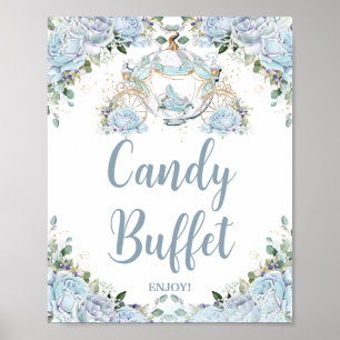 Powder Blue Rozen Princess Carriage Snoep Buffet Poster