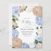 Powder Blue, Sand Beige & White Floral Wedding Kaart (Voorkant)