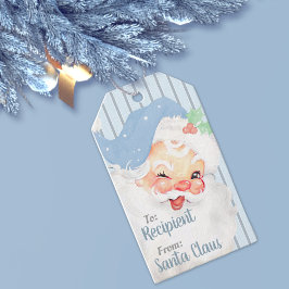 Powder Blue  Santa Wink kerstcadeaus Cadeaulabel