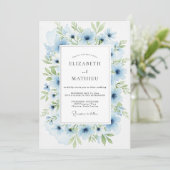 Powder Blue Serene Botanical Wedding Kaart (Staand voorkant)