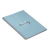 Powder Blue Simply Monogrammed Notitieboek (Rechterzijde)